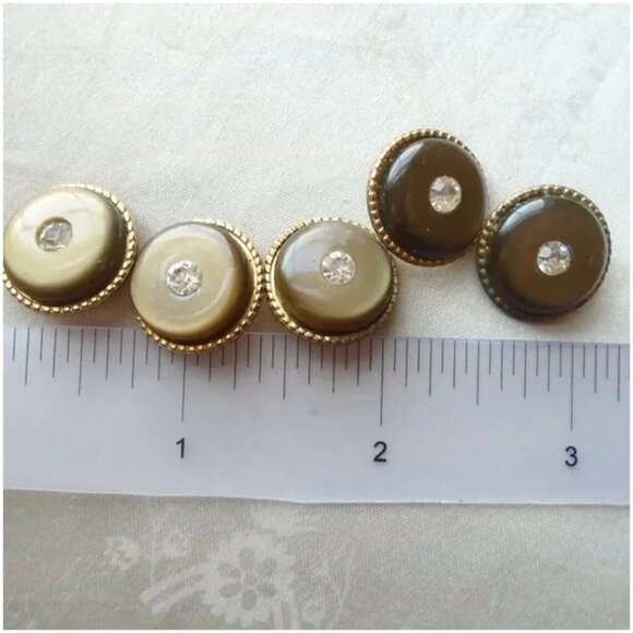 Vintage Button Set Rhinestone & Lucite Moonglow Buttons Lot 50s 1950s - Picture 2 of 12